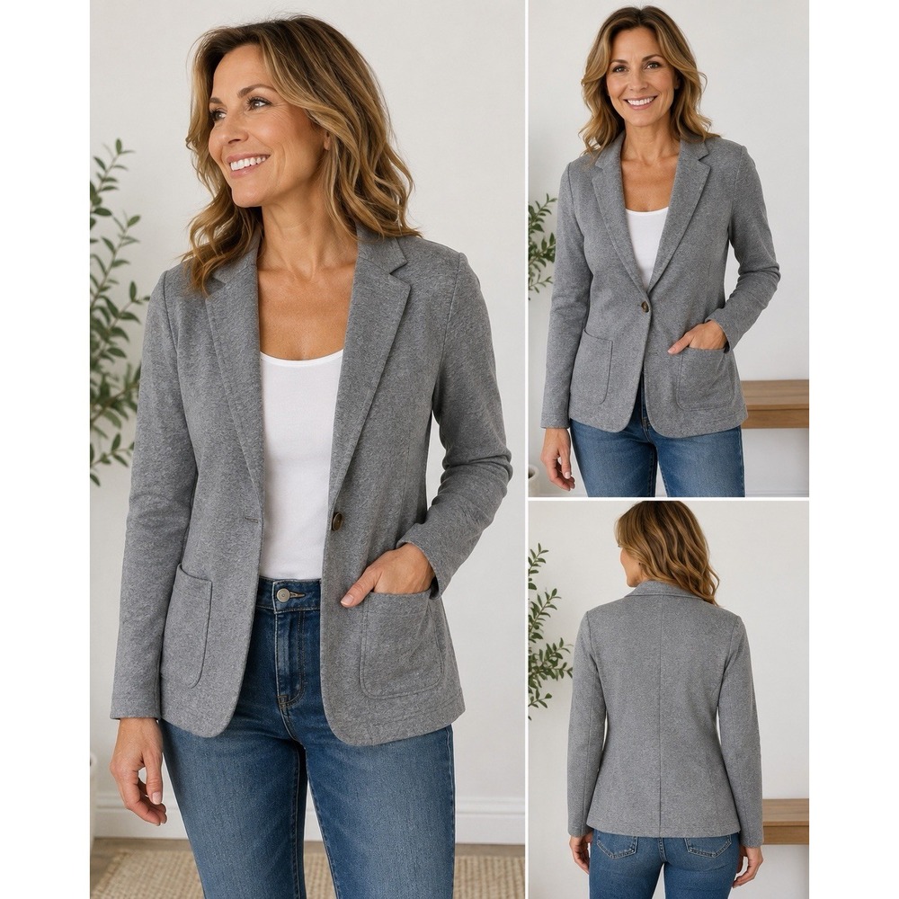 Faherty Inlet Women's Size S Petite Cotton Blend Knit Blazer Cardigan Jacket